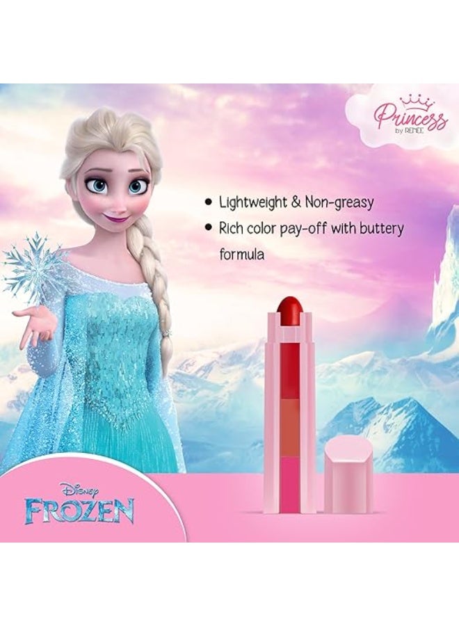 رينيه مجموعة أميرة من رينيه ديزني فروزن فانتسي جلام | مجموعة مكياج لطيفة على البشرة للفتيات الصغيرات | تتضمن مجموعة مكياج إلسا يونيكورن 7.4 غرام، ملمع شفاه بنكهة الآيس كريم 8 مل وأحمر شفاه ملون 3 في 1 بنكهة الحلوى 4.5 غرام. - Image 4